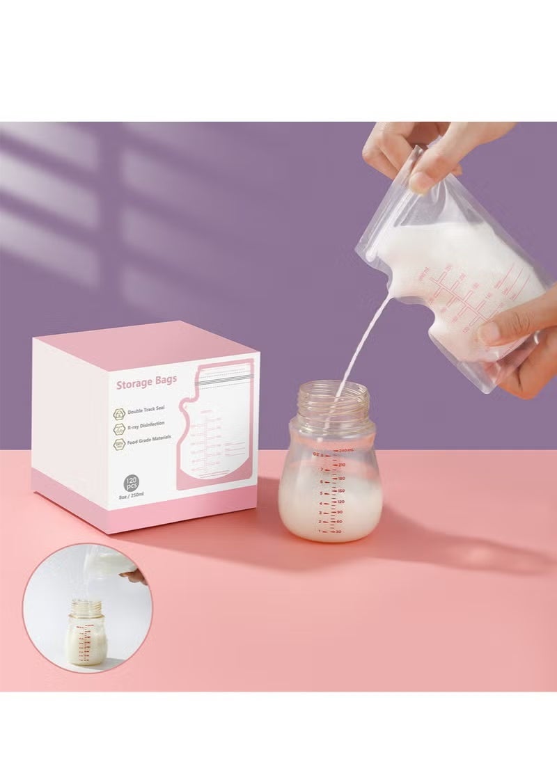 ColaBear 30Pcs 250ML Breastmilk Storage Bags for Breastfeeding Doubled Sealed Breast Milk Storing Bags BPA Free Self Standing Breast milk Bags - Image 2